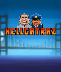 Explore the exciting world of Hellcatraz slot by Relax Gaming, highlighting a comic-style prisoner and a guard with the infamous Alcatraz prison and San Francisco skyline in the background. This graphic depicts the fun and humor of an Alcatraz-inspired game, perfect for players looking for a unique slot experience, offering a nostalgic escape. 